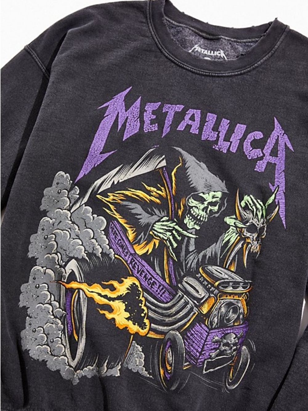 Urban Outfitters Metallica Distressed Washed Crew Neck Sweatshirt Size Medium